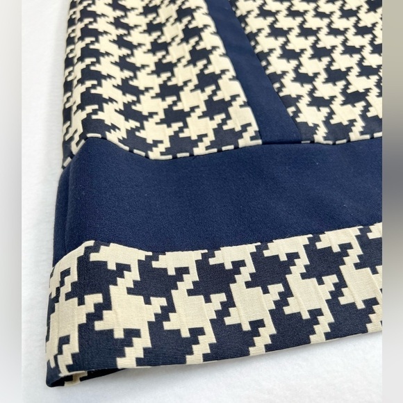 ALEX MARIE Sleeveless Navy Beige Houndstooth Midi Dress Size 4 Career Fall‎ - Picture 7 of 13